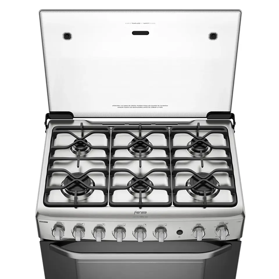 COCINA A GAS 6 PLATOS FENSA VAPORBAKE Y TIMER F 5300 T 6