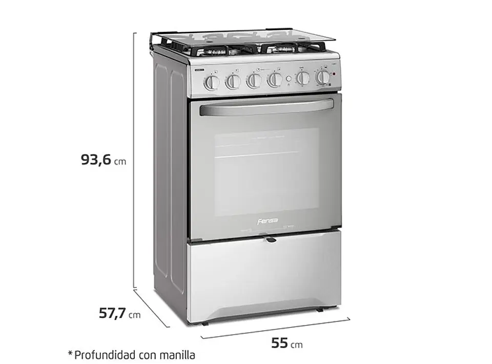 COCINA A GAS FENSA F2808 T 4 PLATOS GRILL GRIS 2