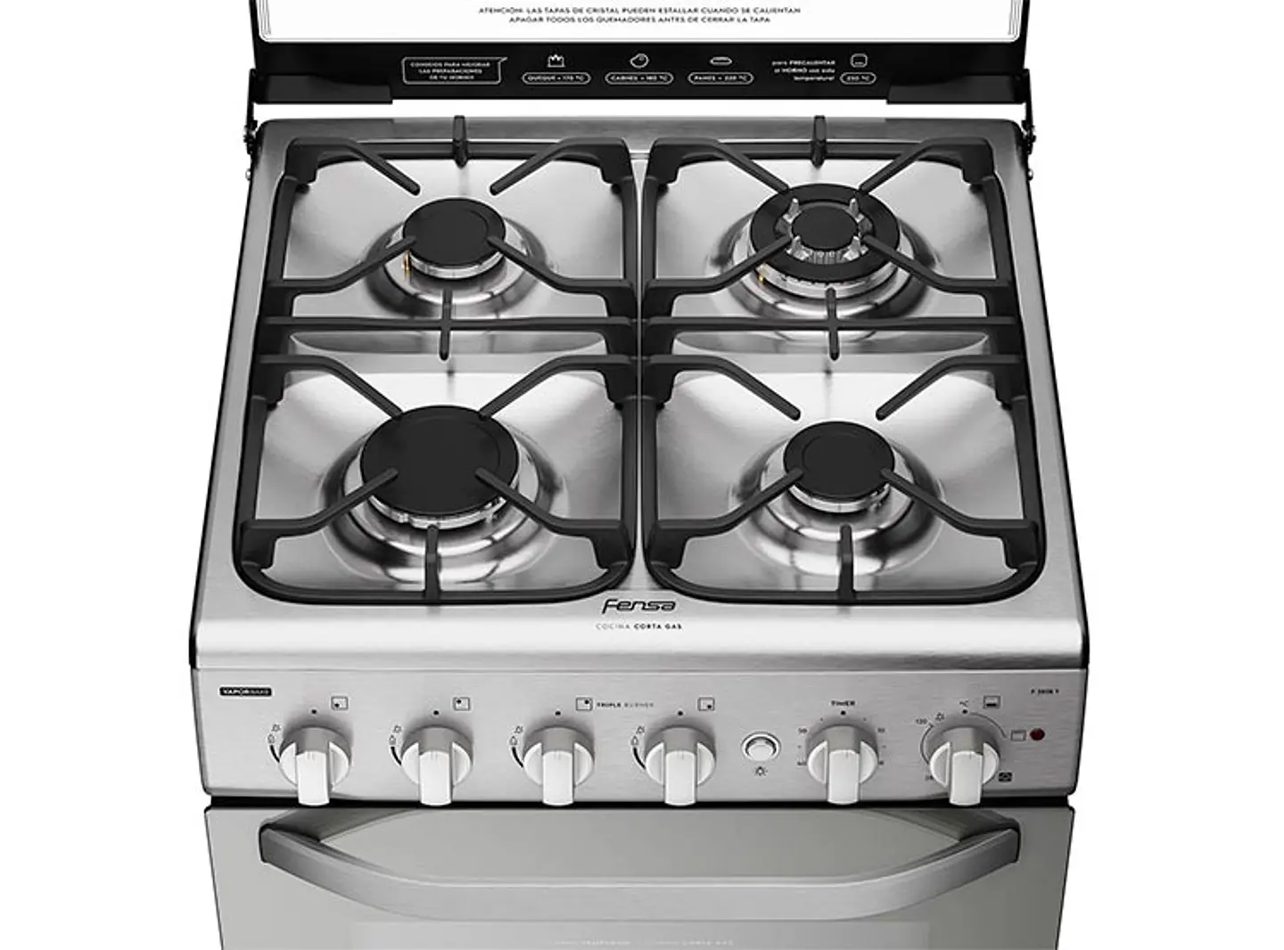 COCINA A GAS FENSA F2808 T 4 PLATOS GRILL GRIS 7