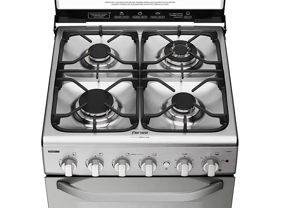 COCINA A GAS FENSA F2808 T 4 PLATOS GRILL GRIS 7