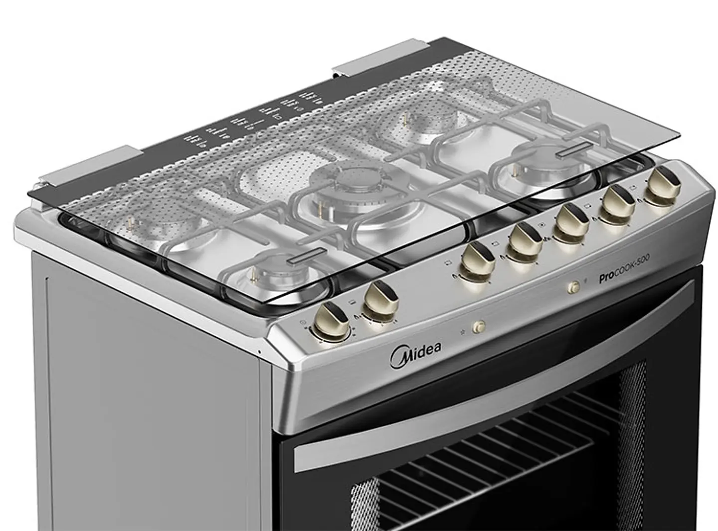 COCINA A GAS MIDEA MCG-5QPI30NS 5 PLATOS GRILL GRIS 7