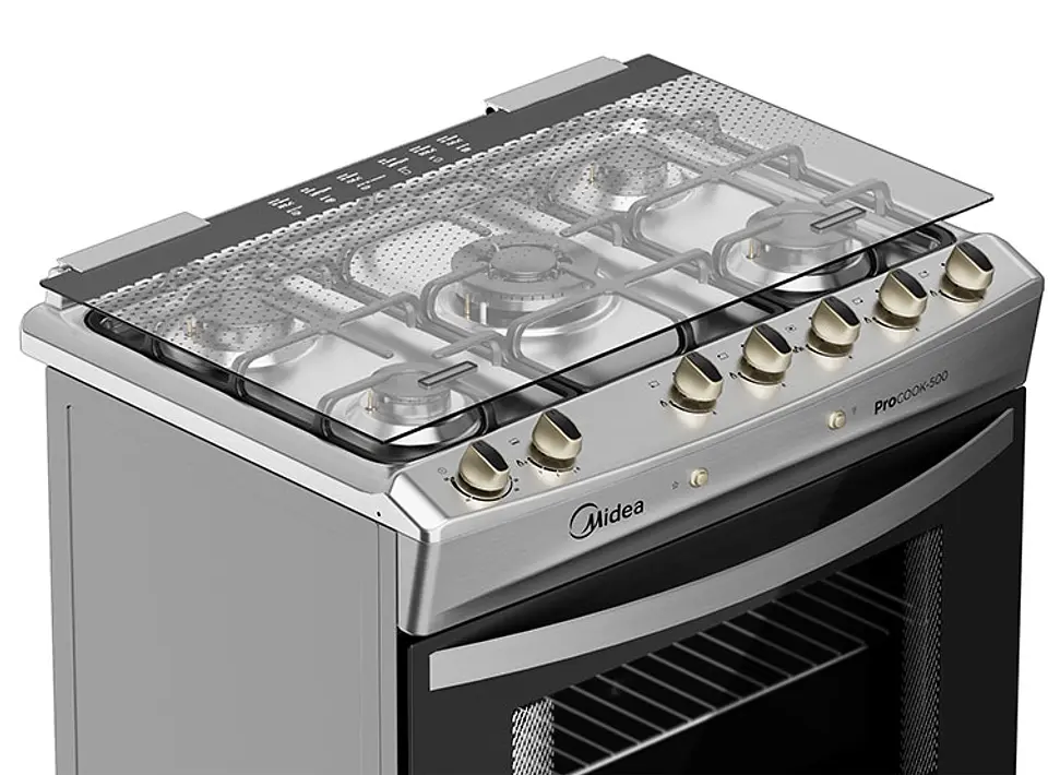 COCINA A GAS MIDEA MCG-5QPI30NS 5 PLATOS GRILL GRIS 7