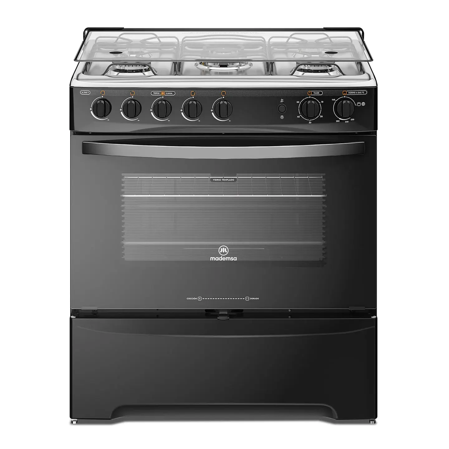 COCINA A GAS 5 PLATOS MADEMSA TRIPLE LLAMA M 940 T NEGRA 1