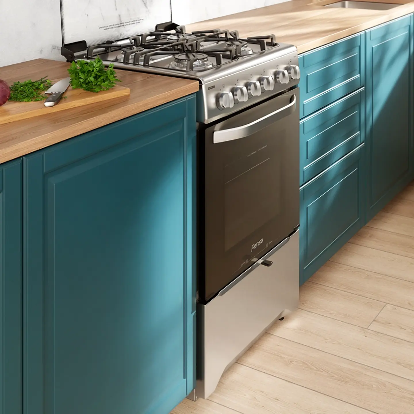 COCINA A GAS 4 PLATOS FENSA VAPORBAKE Y TIMER F 2606 T 8