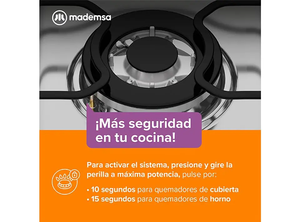 COCINA A GAS MADEMSA M920 T 5 PLATOS GRILL ACERO 7