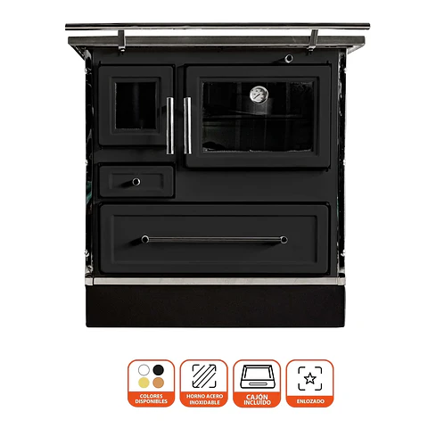 COCINA A LEÑA ALCAZAR CALBUCO MZ 80 NEGRA