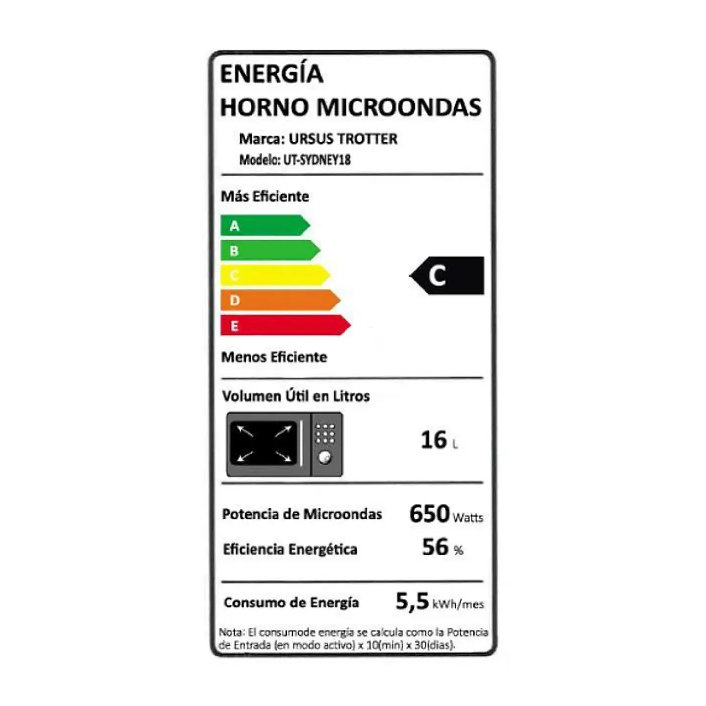 MICROONDAS ELECTRICO 18L 700W UT-SYDNEY18 URSUS TROTTER 3