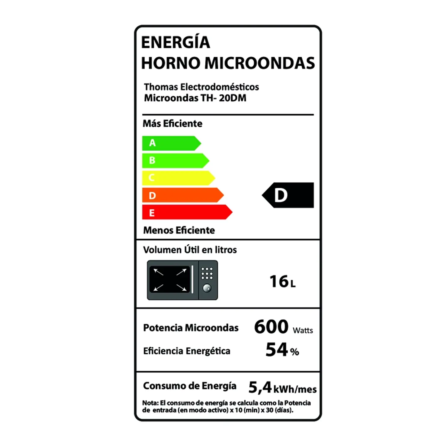 MICROONDAS THOMAS TH-20DM DIGITAL 20 LITROS 2