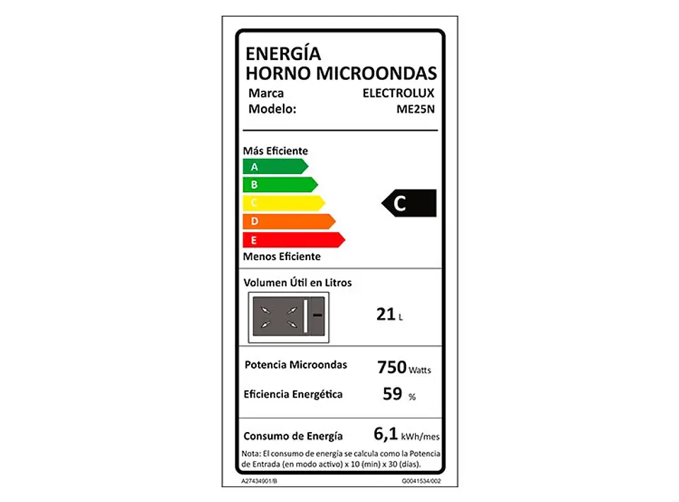 MICROONDAS ELECTROLUX 25 L ME25N DIGITAL NEGRO PLATO GIRATORIO 4