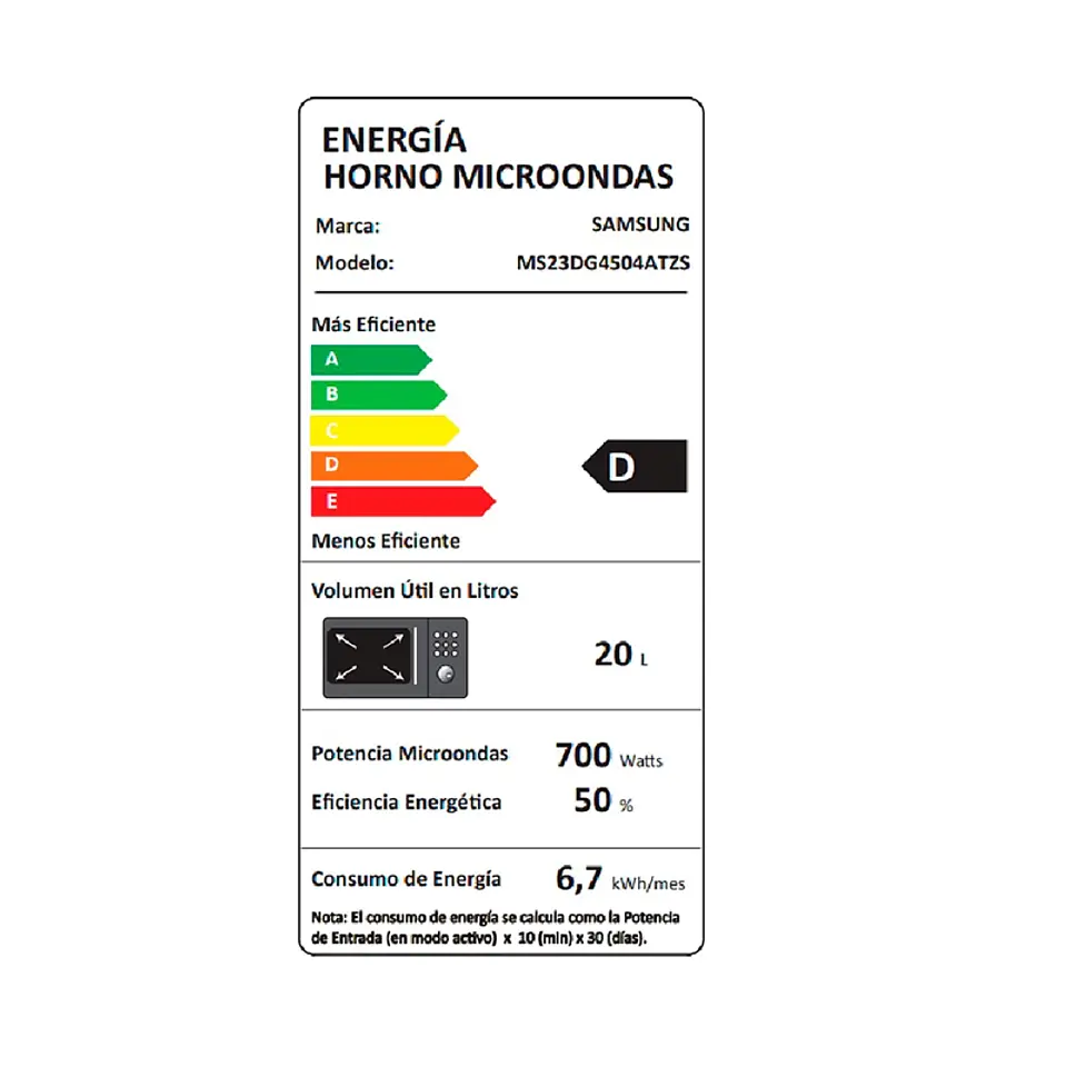 MICROONDAS SAMSUNG 23 L MS23DG4504ATZS QUICK DEFROST PLATO GIRATORIO 3