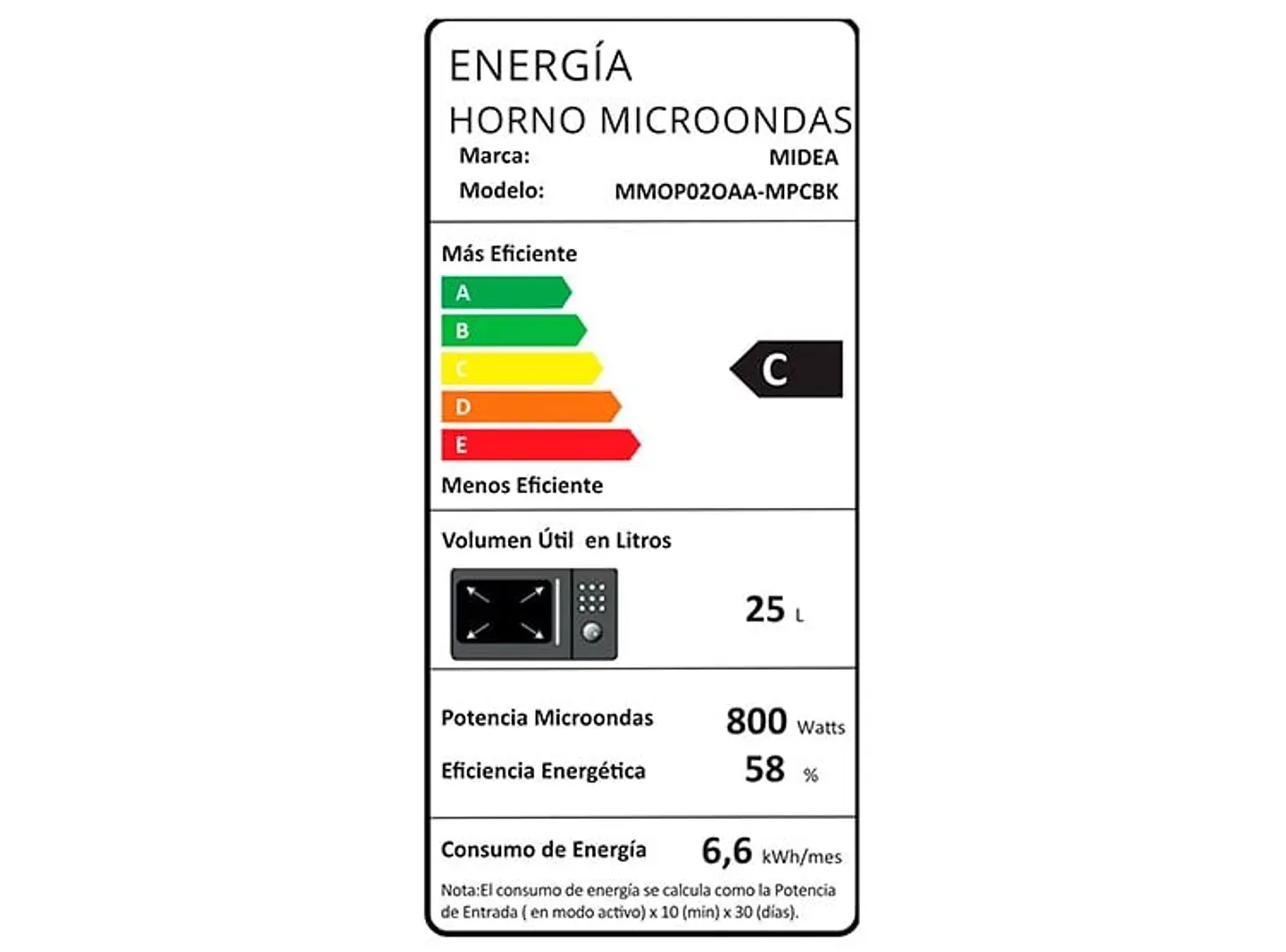 MICROONDAS MIDEA 25 LT MMOP02OAA-MPCBK DIGITAL 5
