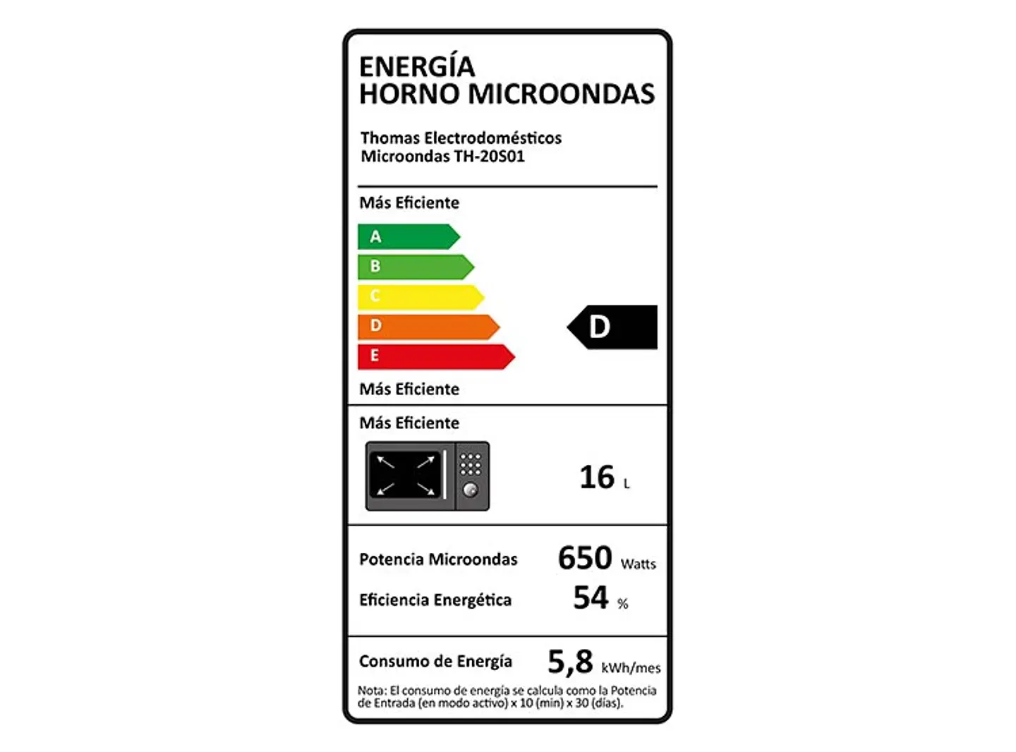 MICROONDAS THOMAS ESPEJADO TH20S01 6