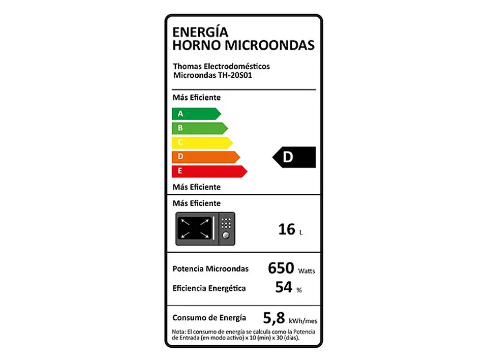 MICROONDAS THOMAS ESPEJADO TH20S01 6
