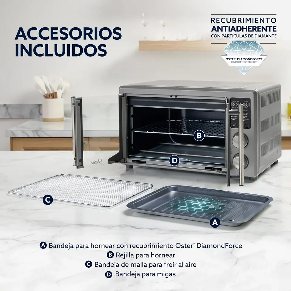HORNO CON FREIDORA AIRE OSTER 42 LT DIGITAL TSSTTV42FDDAFNS 3