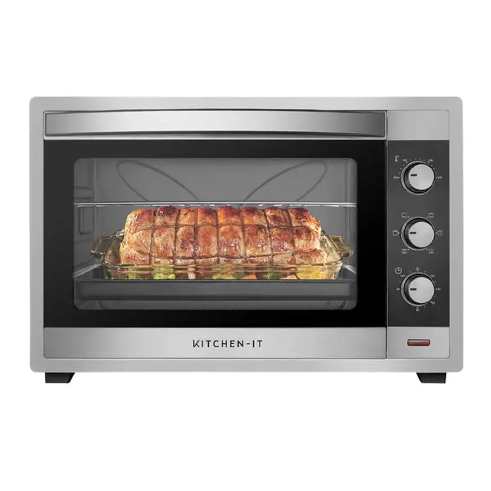HORNO ELÉCTRICO KITCHEN-IT SILVER SERIES 60L DOBLE VIDRIO 4