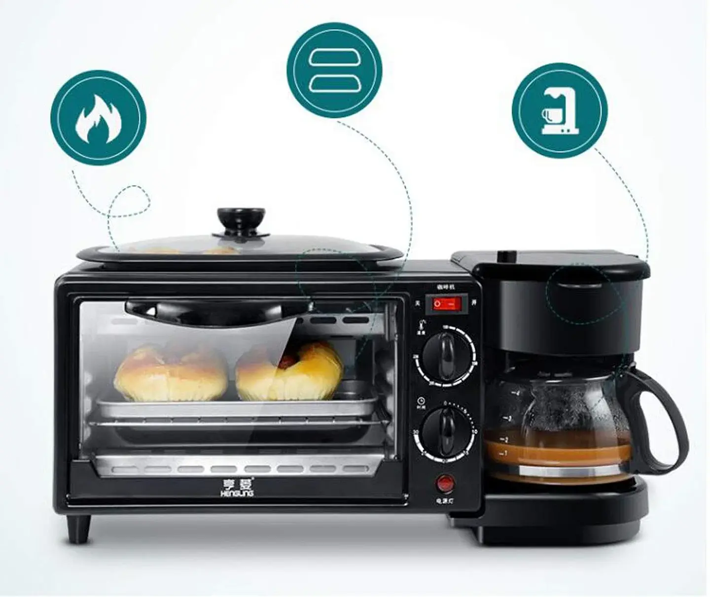 HORNO 3 EN 1 HOGAR MULTIFUNCIONAL TOSTAR DESAYUNO FACIL JER 8