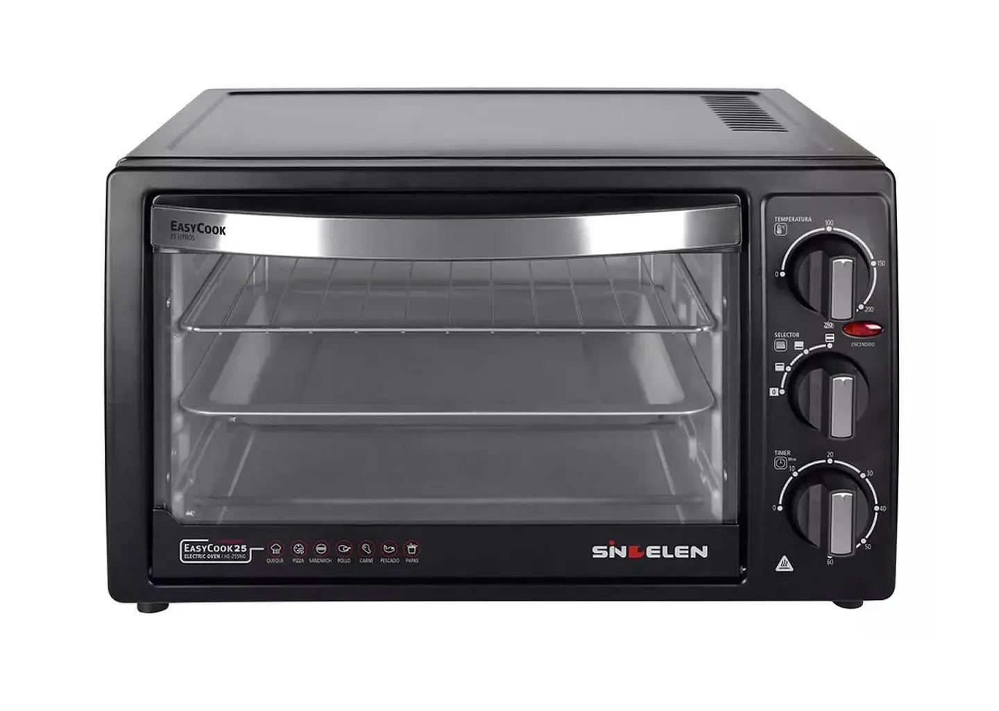 HORNO ELECTRICO SINDELEN HE-255NG 25LTS COLOR NEGRO 4