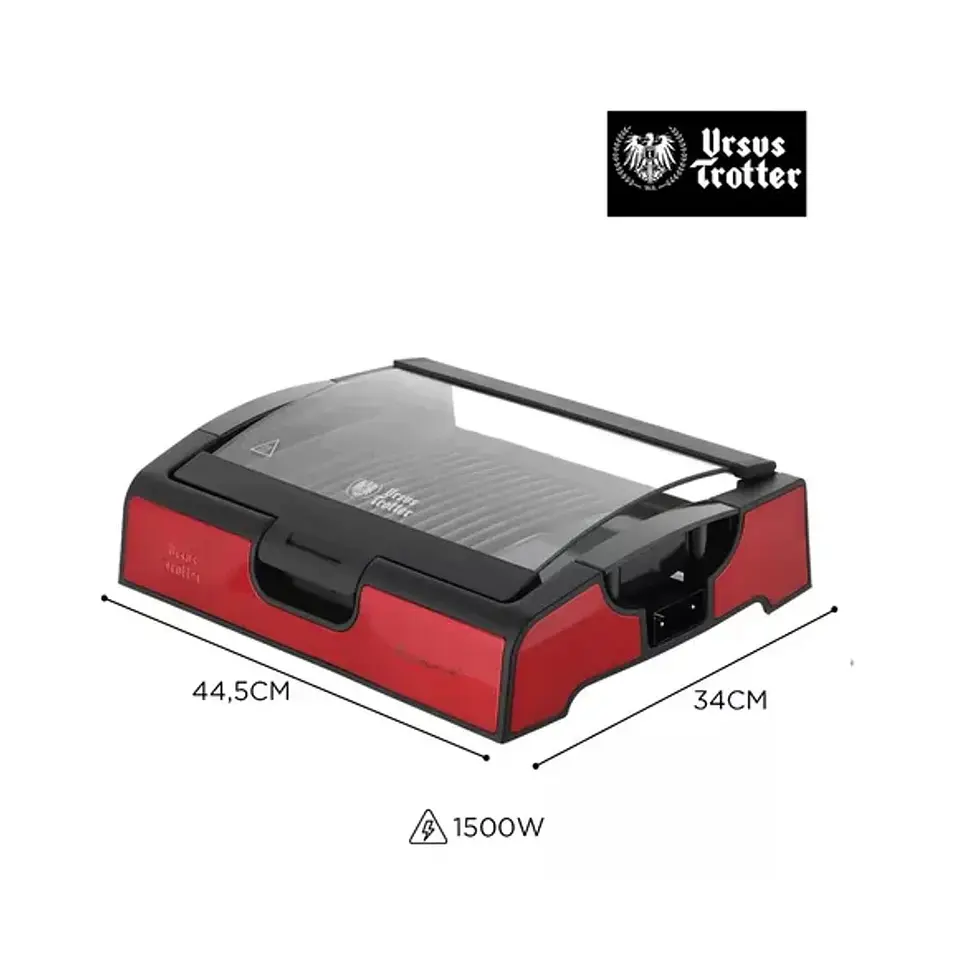 PARRILA ELECTRICA CON TAPA DE VIDRIO URSUS TROTTER UT-ECOKERAMIKRED 3