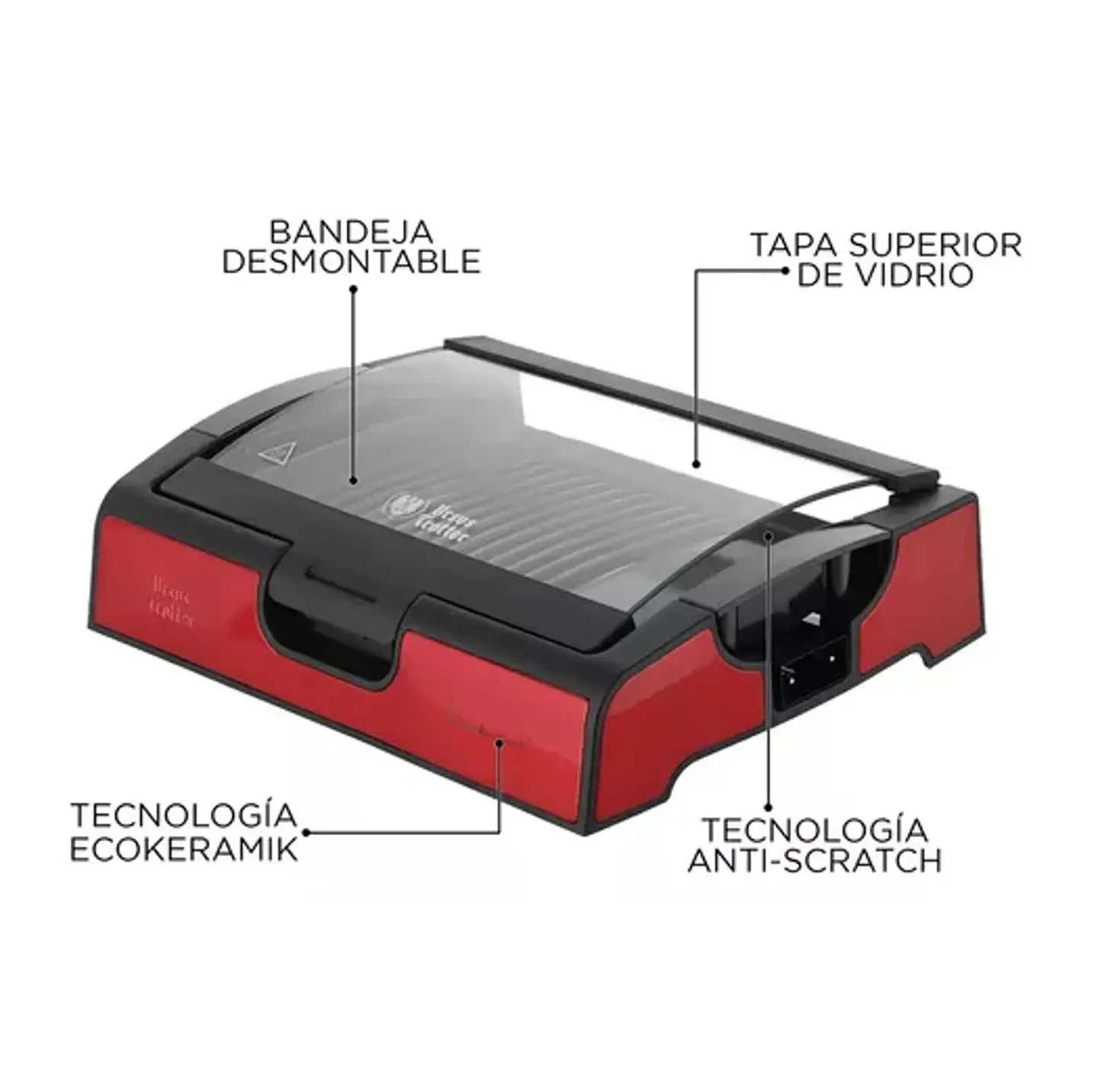 PARRILA ELECTRICA CON TAPA DE VIDRIO URSUS TROTTER UT-ECOKERAMIKRED 1
