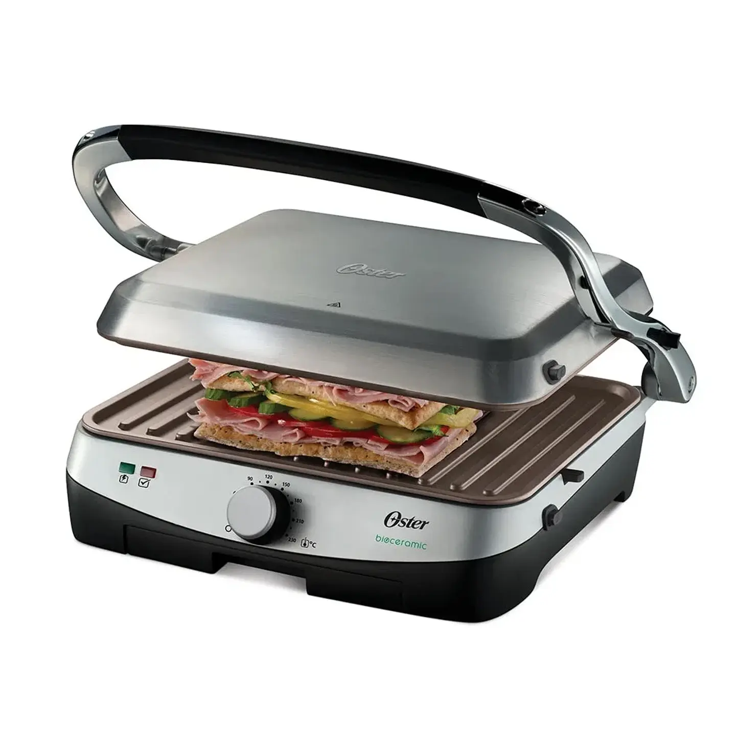 PARRILLA OSTER Y PANINI ELÉCTRICA APERTURA 180° BIOCERAMIC CKSTPA4881 4