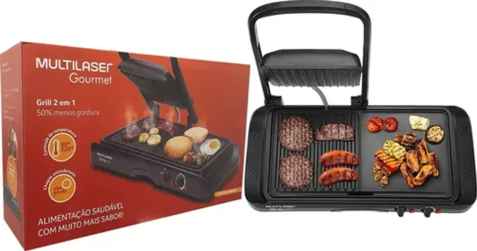 PLANCHA ASADERA PARRILLA 2 EN 1 PORTÁTIL RAF 2695 1600W 2