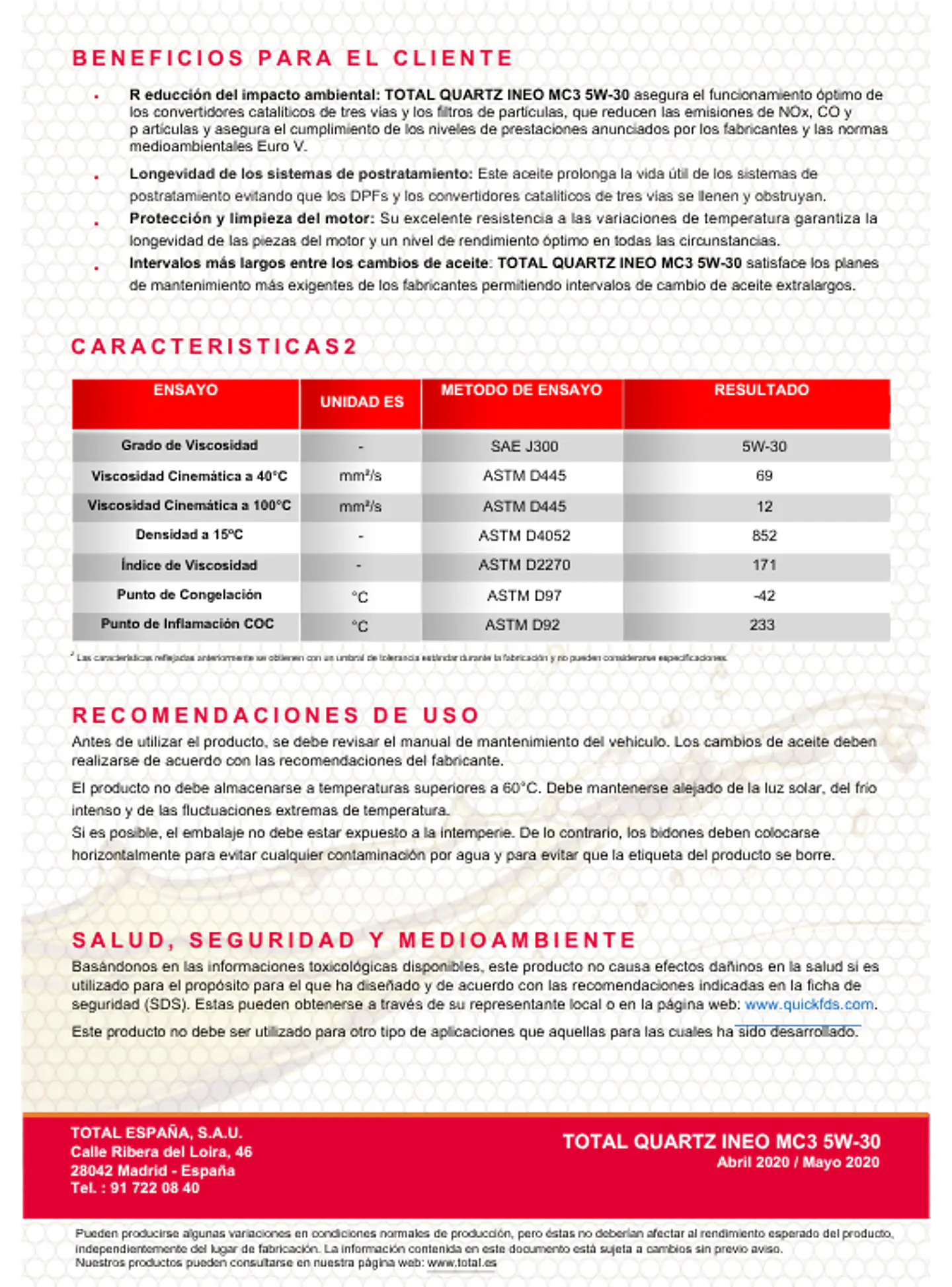 ACEITE MOTOR TOTAL 5W30 INEO MC3 DOBLE SELLO ACEA C3 DPF 15L 2