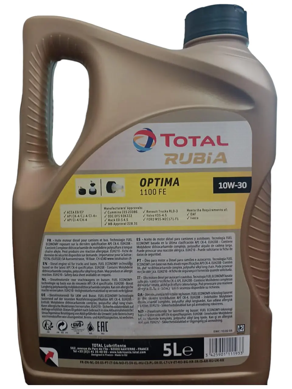 ACEITE MOTOR TOTAL RUBIA OPTIMA 10W30 DIESEL CK4 4