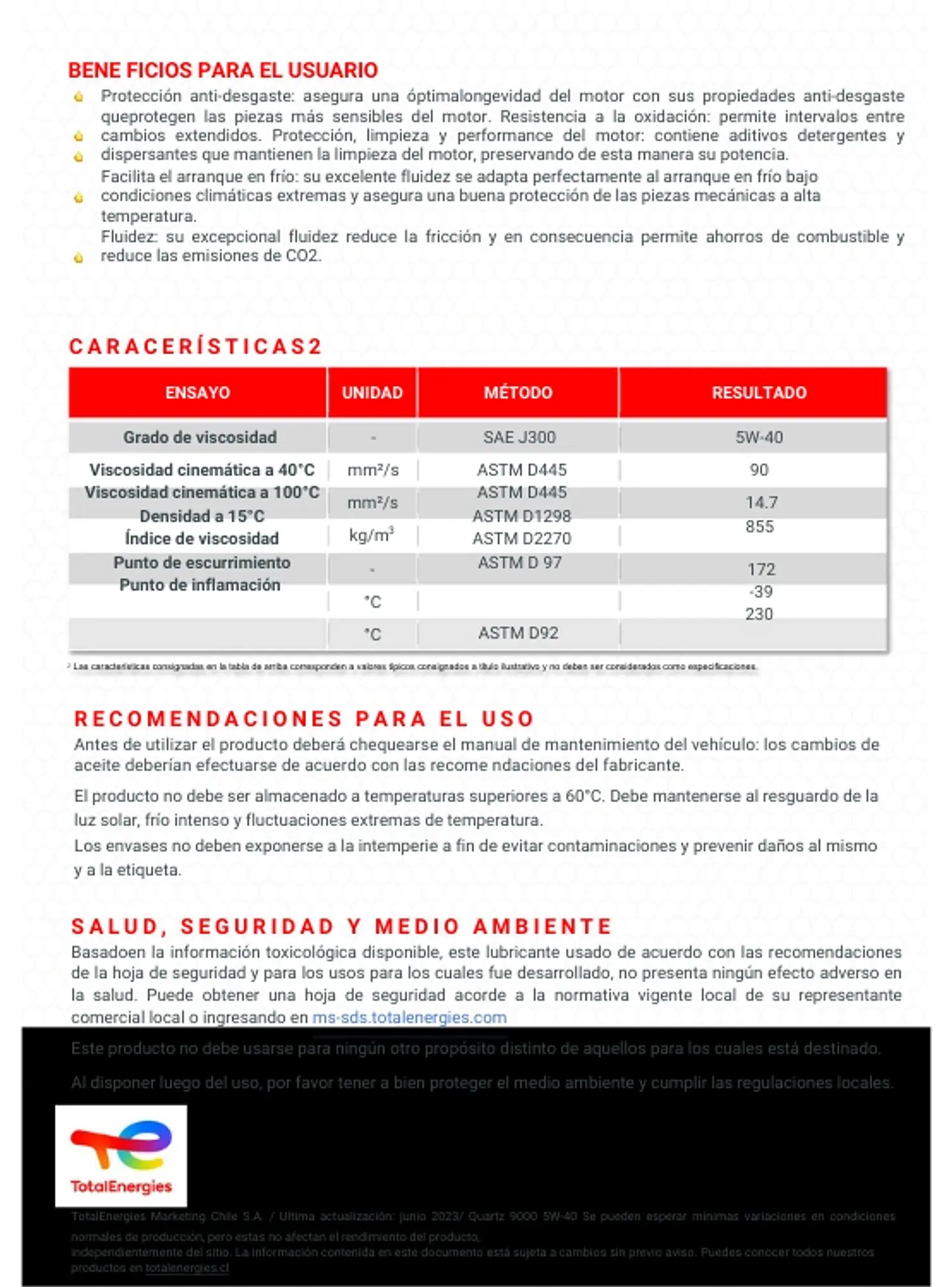 LUBRICANTE MOTOR 5W40 TOTAL 9000 NORMA VW 502 00 505 00 4 LTS. 2