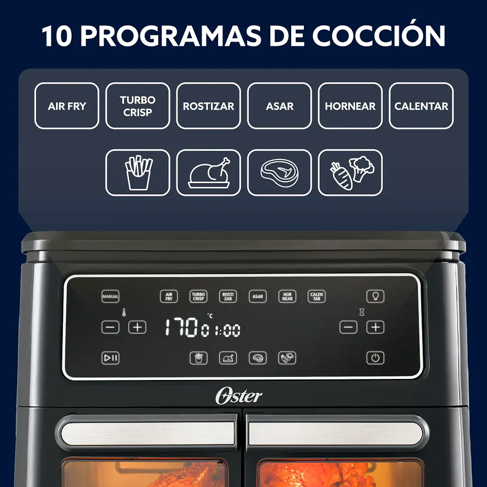 FREIDORA DE AIRE OSTER FLEX 2 ZONAS 11 LT DIAMONDFORCE 4