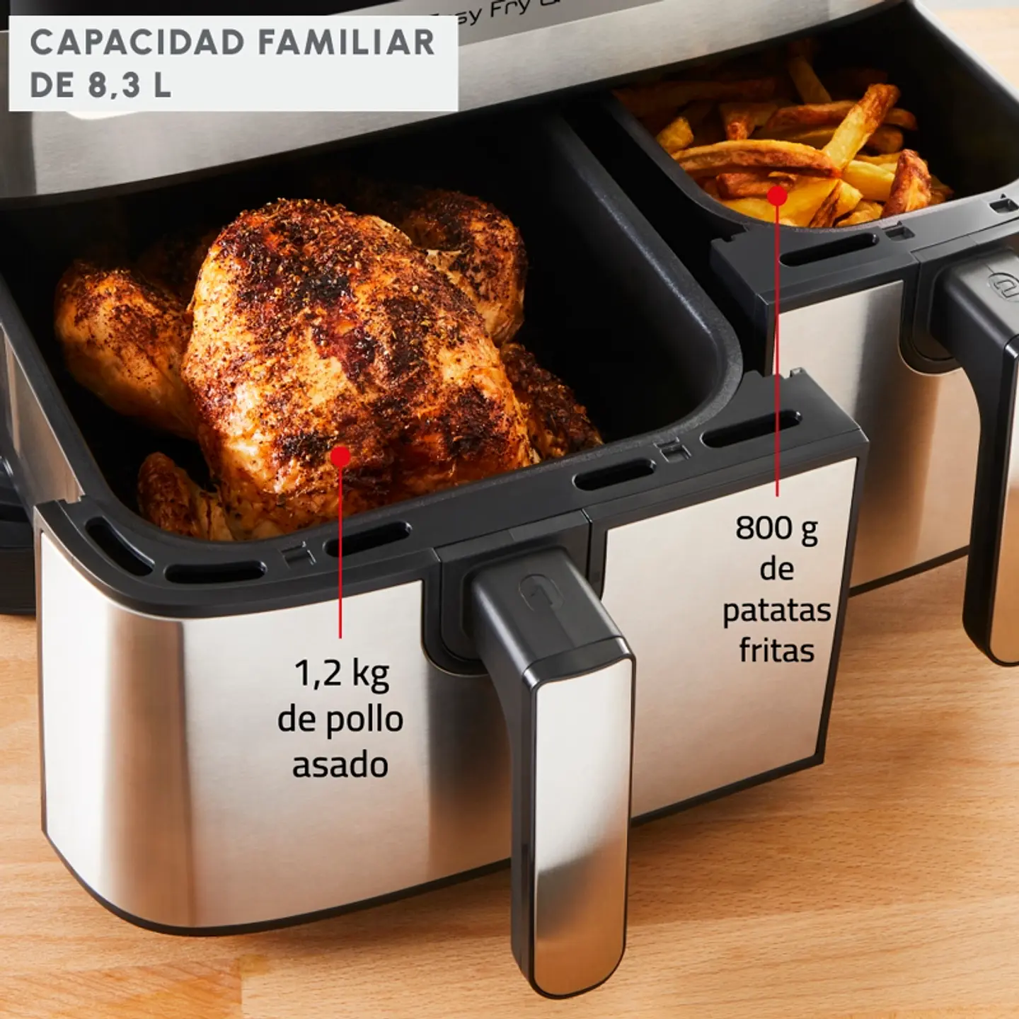 FREIDORA DE AIRE EASY FRY & GRILL DIGITAL DUAL 8,3L 5