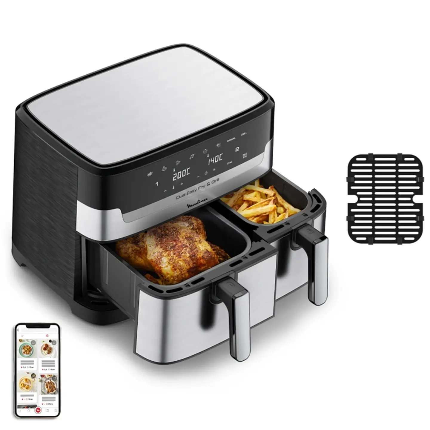 FREIDORA MOULINEX 8.3 LT EASY FRY & GRILL DUAL EZ905D20 6