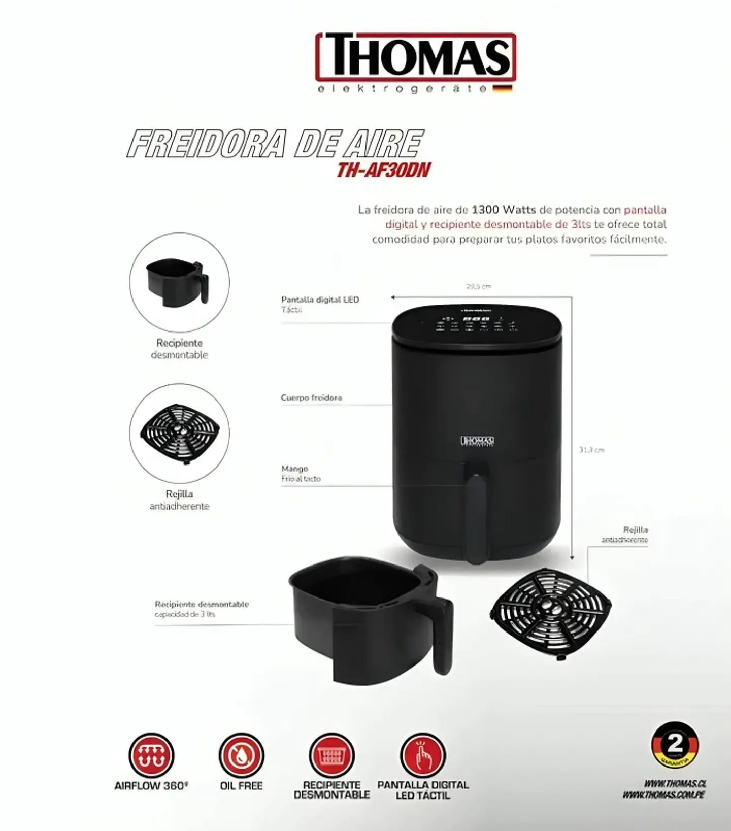 FREIDORA DE AIRE DIGITAL TH-AF30DN THOMAS 3