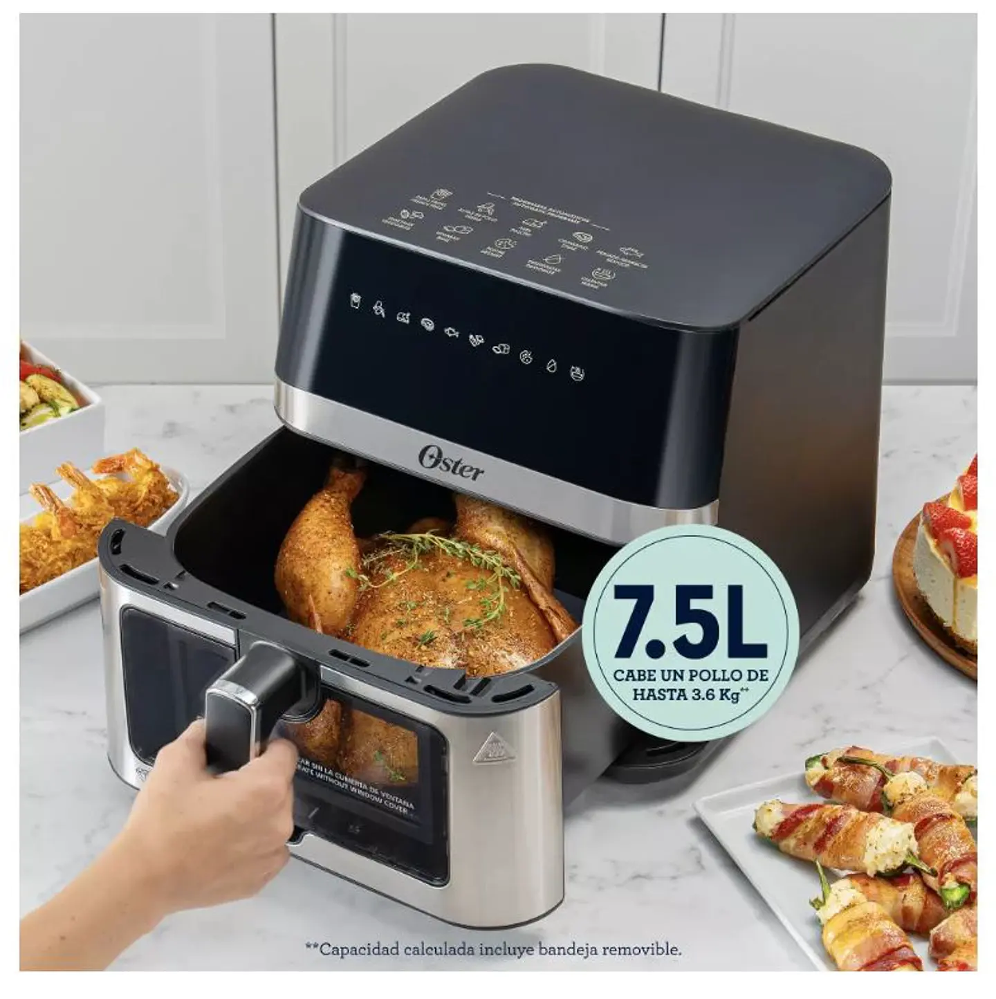 FREIDORA AIRE DIGITAL 7.5L OSTER 10 PROGRAMAS COLOR GRIS 5