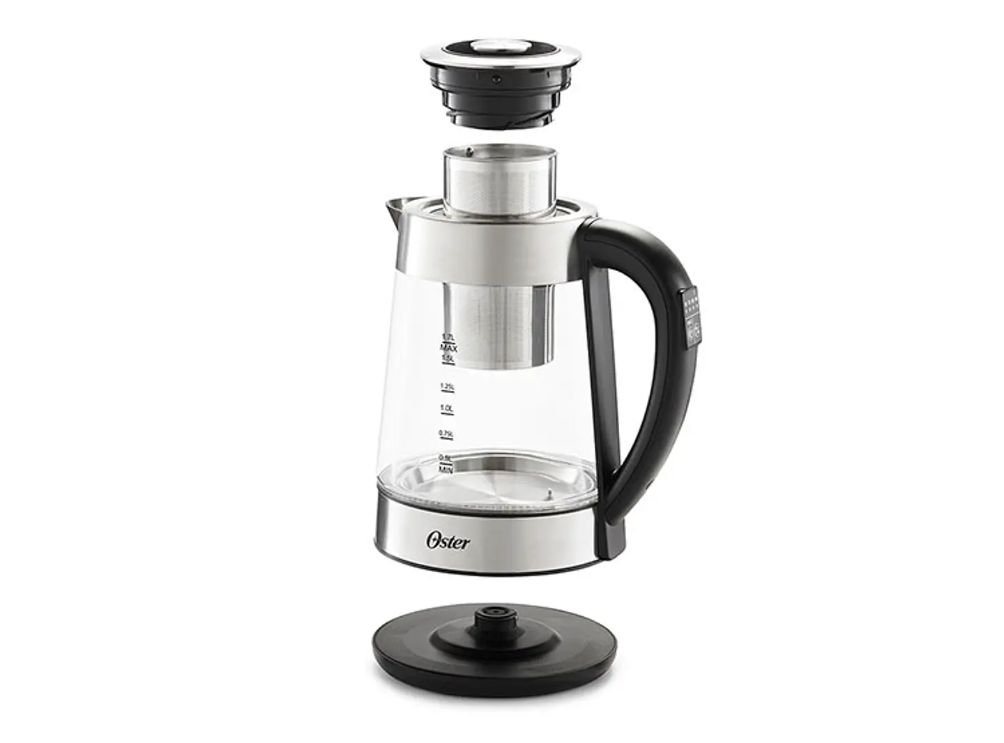 HERVIDOR ELÉCTRICO OSTER 1.7 L BVSTKT8990 VIDRIO SELECCIÓN TEMPERATURA E INFUSOR TÉ 2