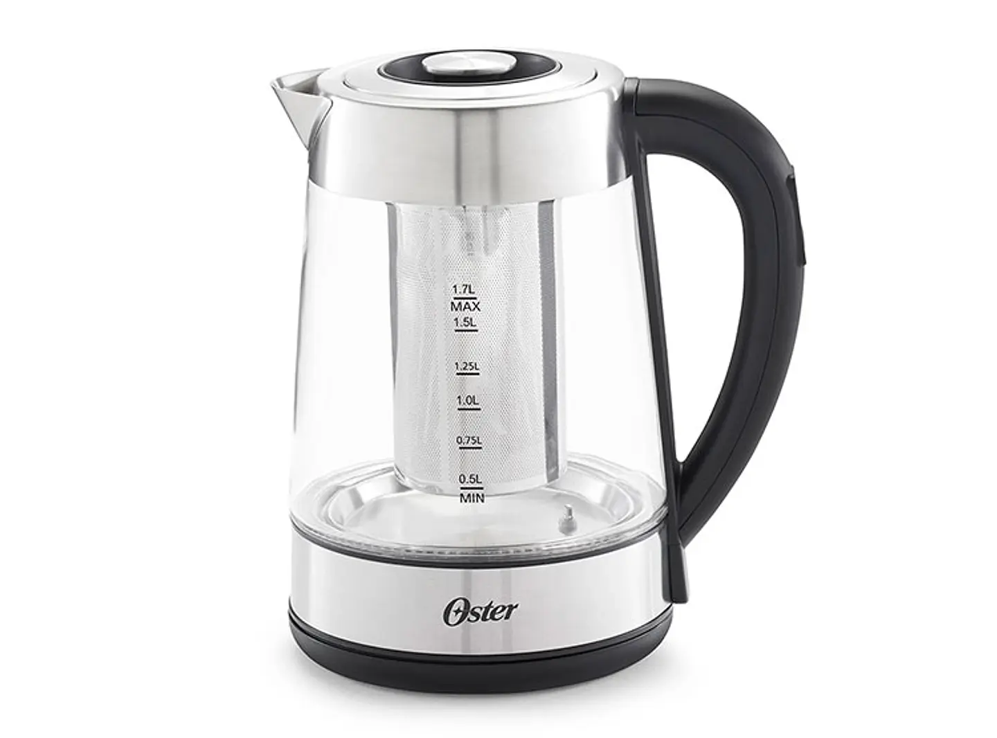 HERVIDOR ELÉCTRICO OSTER 1.7 L BVSTKT8990 VIDRIO SELECCIÓN TEMPERATURA E INFUSOR TÉ 1
