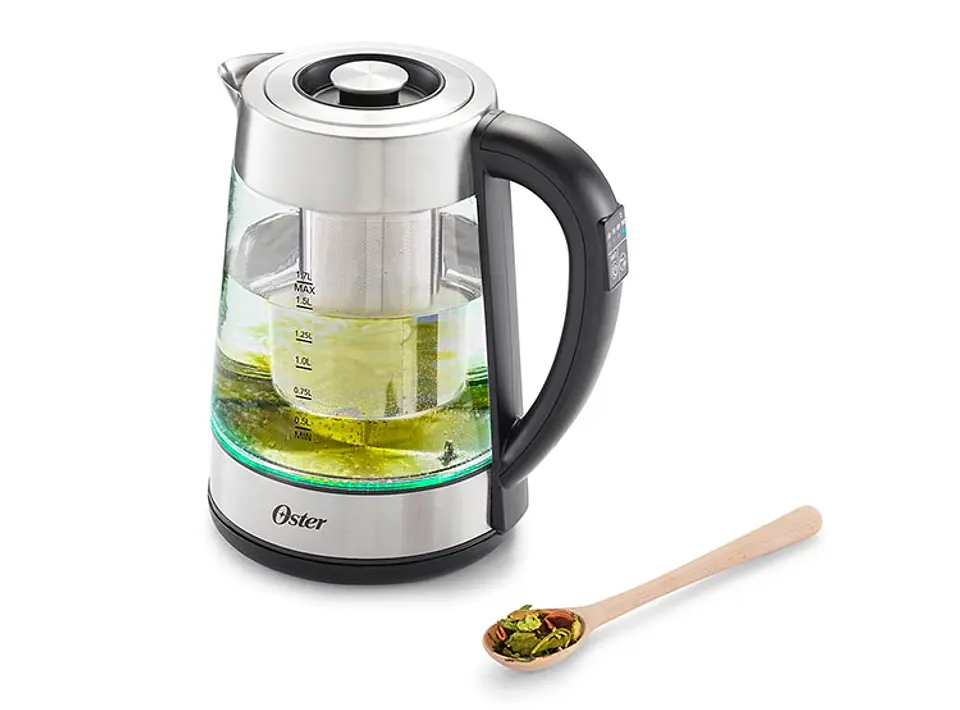 HERVIDOR ELÉCTRICO OSTER 1.7 L BVSTKT8990 VIDRIO SELECCIÓN TEMPERATURA E INFUSOR TÉ 4