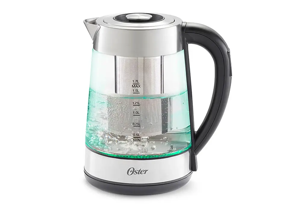 HERVIDOR ELÉCTRICO OSTER 1.7 L BVSTKT8990 VIDRIO SELECCIÓN TEMPERATURA E INFUSOR TÉ 5