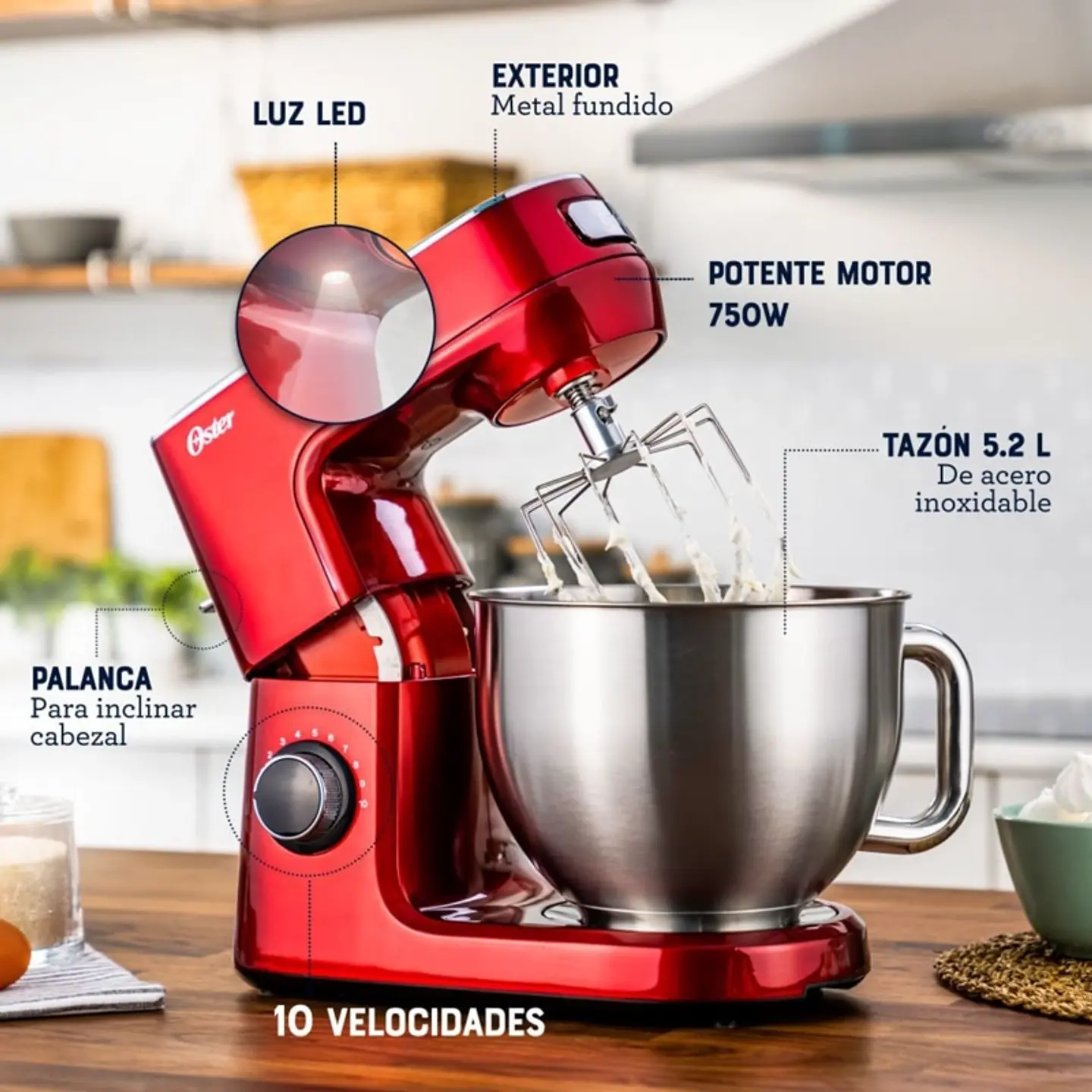 BATIDORA PLANETARIA OSTER® FPSTSMPL3R CON 10 VELOCIDADES 4