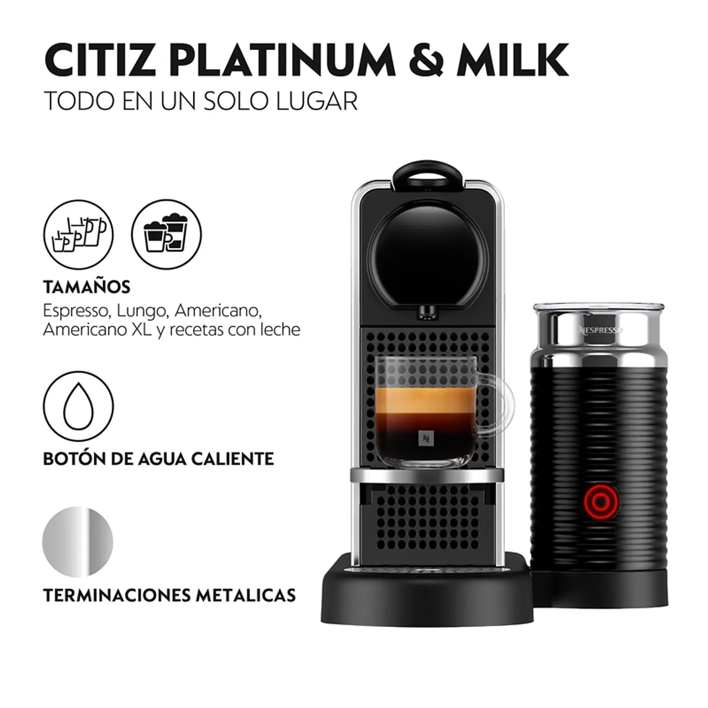 CAFETERA NESPRESSO CITIZ & MILK + AEROCCINO 3 6