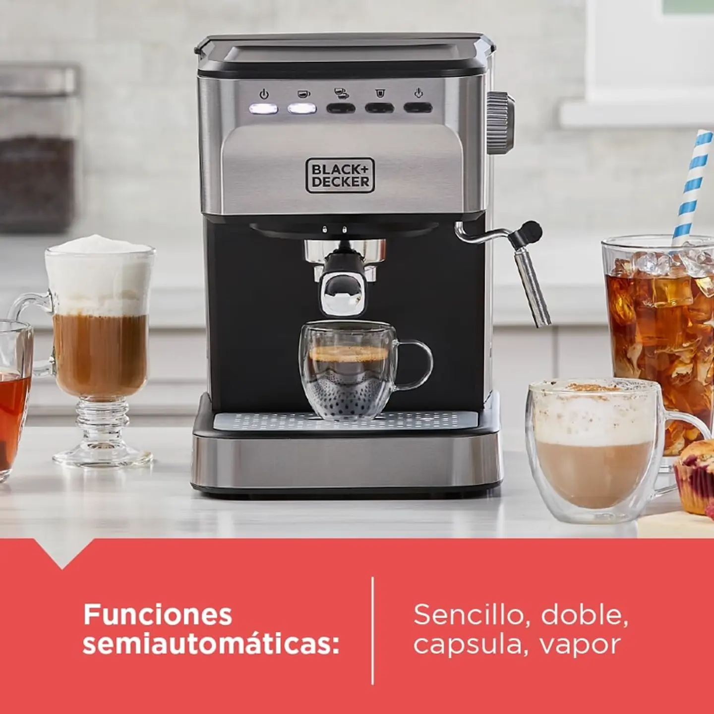 CAFETERA ESPRESSO 20 BARES CAPSULAS-CAFE MOLIDO BLACK+DECKER 5