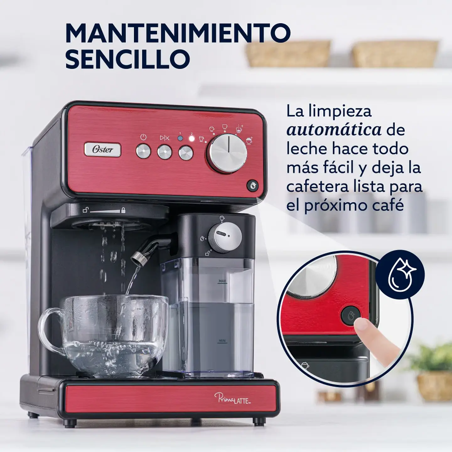 CAFETERA AUTOMATICA OSTER PRIMALATTE ROJA BVSTEM6604R 4