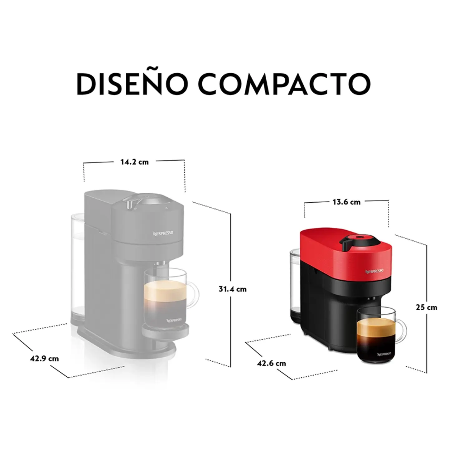 CAFETERA NESPRESSO CÁPSULA VERTUO POP ROJO + ESPUMADOR DE LECHE AEROCCINO 3 2