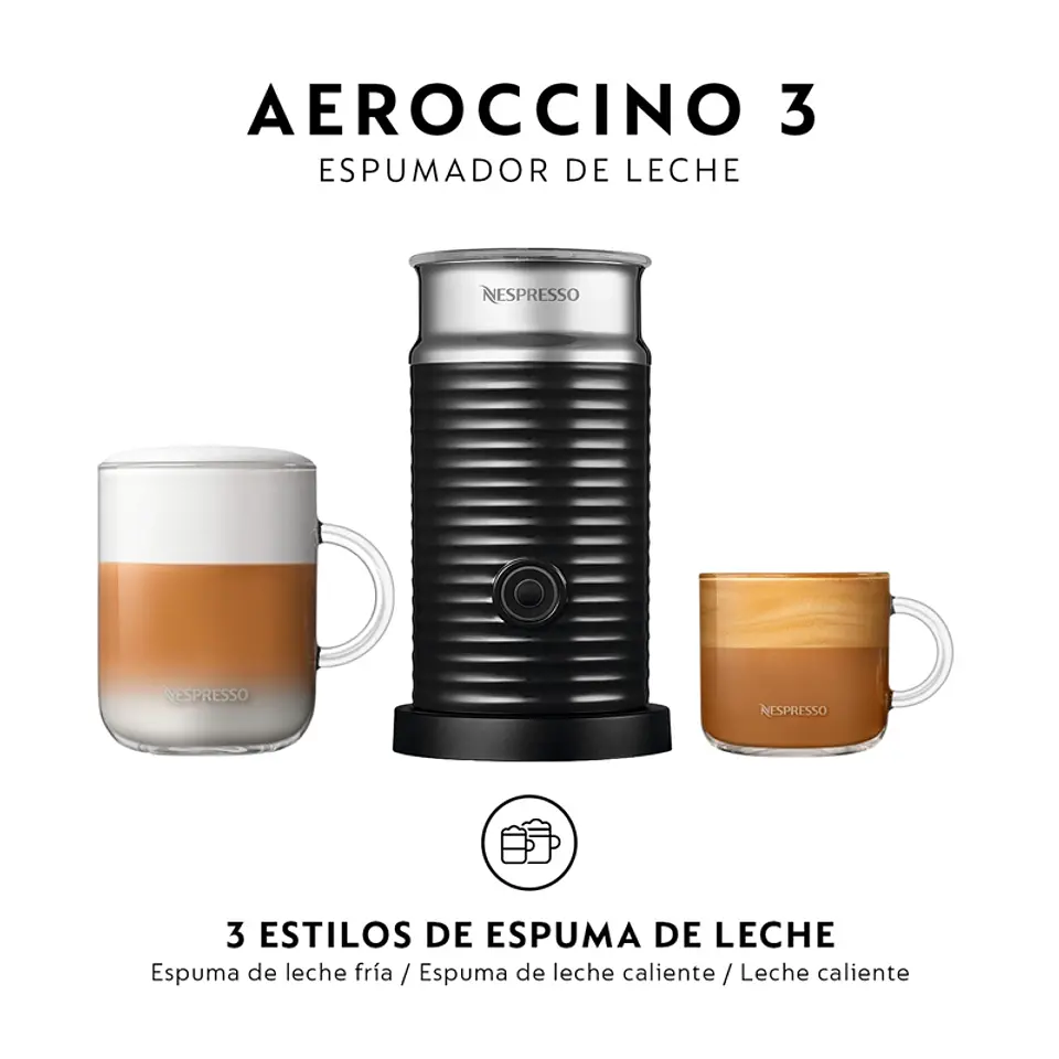 CAFETERA NESPRESSO CÁPSULA VERTUO POP ROJO + ESPUMADOR DE LECHE AEROCCINO 3 3