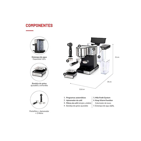 CAFETERA THOMAS HIDROPRESIÓN EXPRESSO LATEKAFFEE TH-160DELI