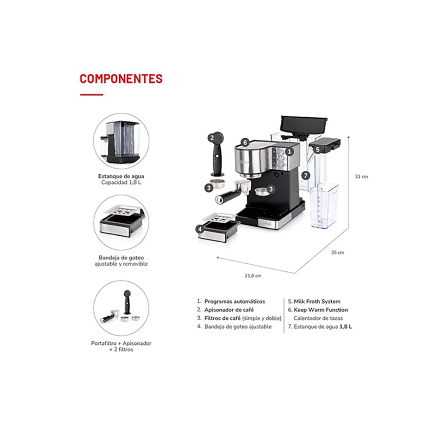 CAFETERA THOMAS HIDROPRESIÓN EXPRESSO LATEKAFFEE TH-160DELI 2