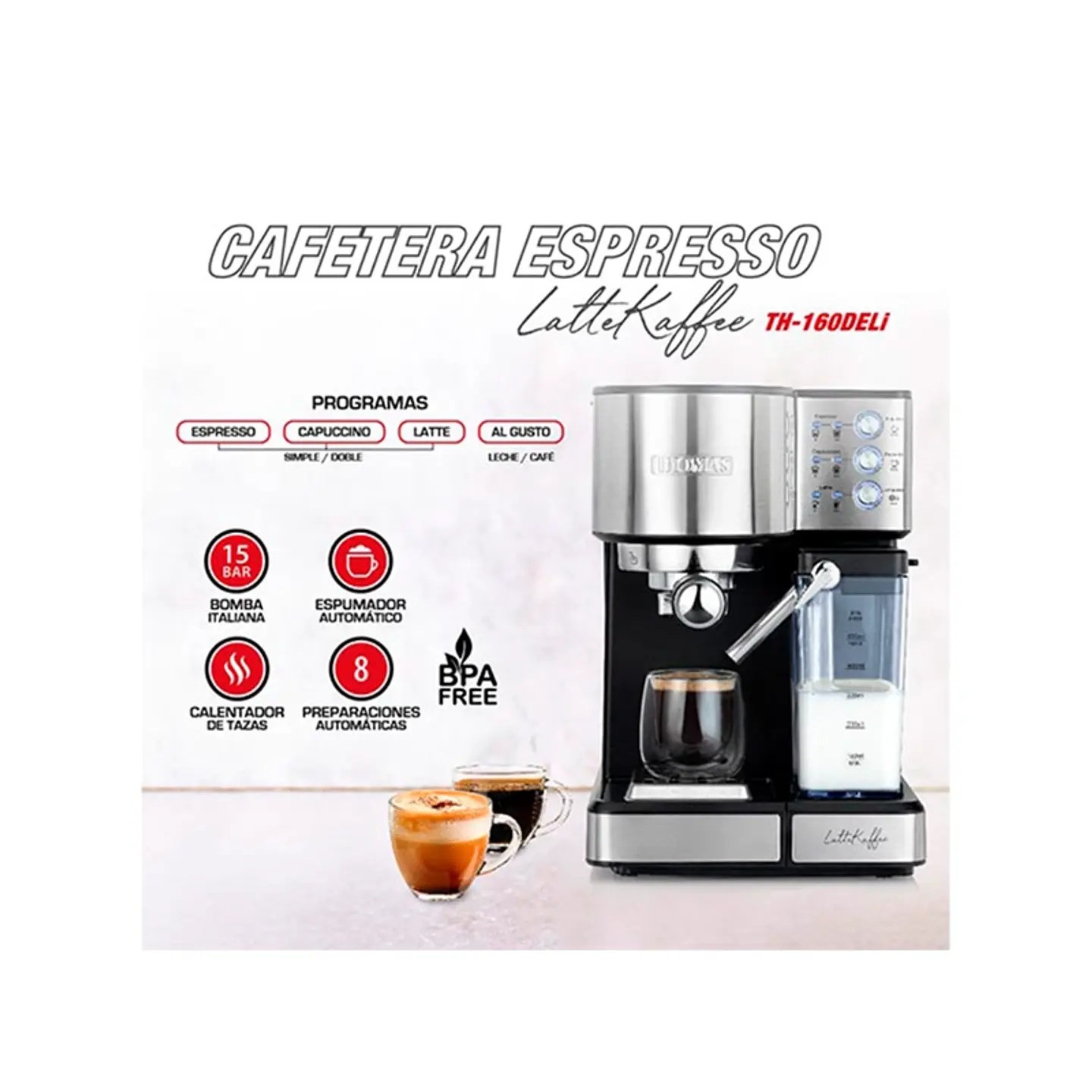 CAFETERA THOMAS HIDROPRESIÓN EXPRESSO LATEKAFFEE TH-160DELI 5