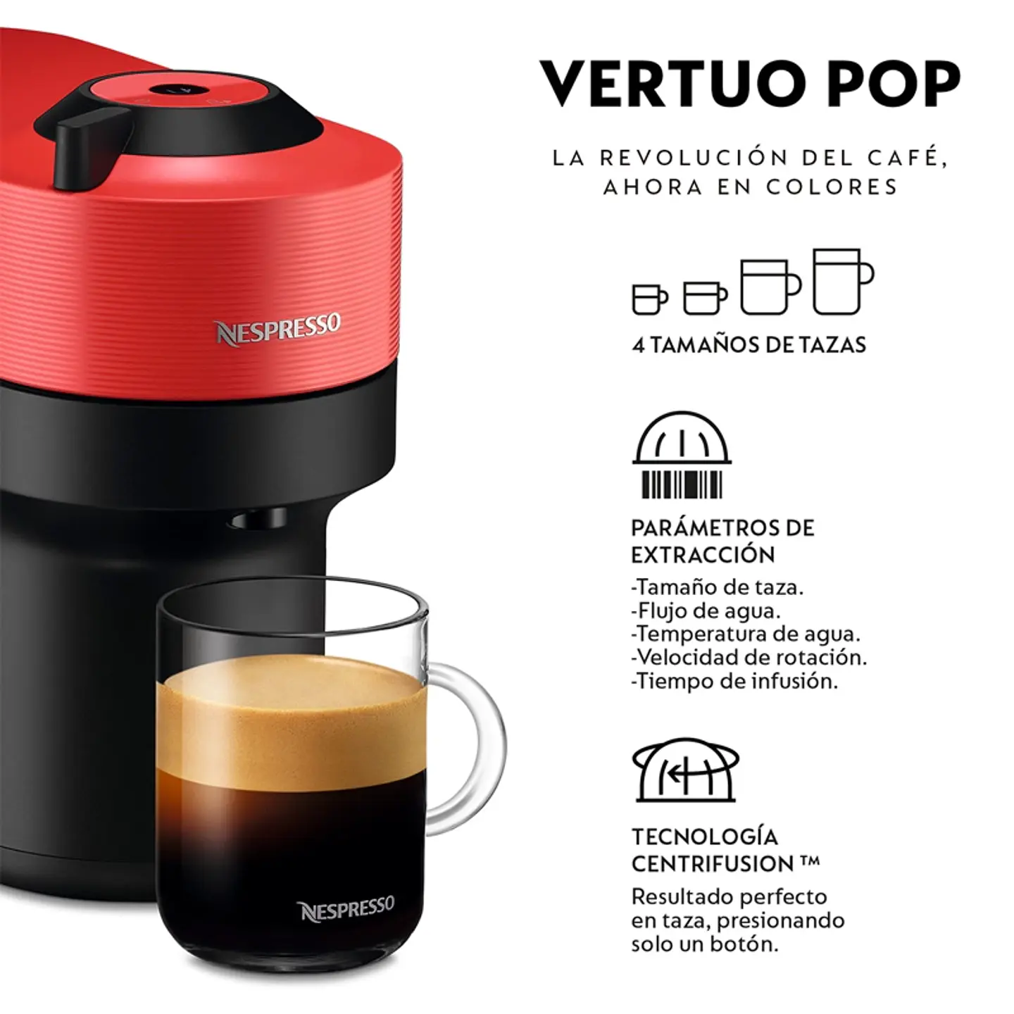 CAFETERA NESPRESSO CÁPSULA VERTUO POP ROJO 4