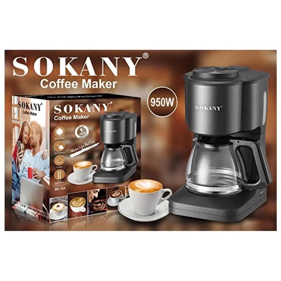 CAFETERA ELECTRICA DE GOTEO 950W DE 6 TAZAS SK-124 SOKANY 3
