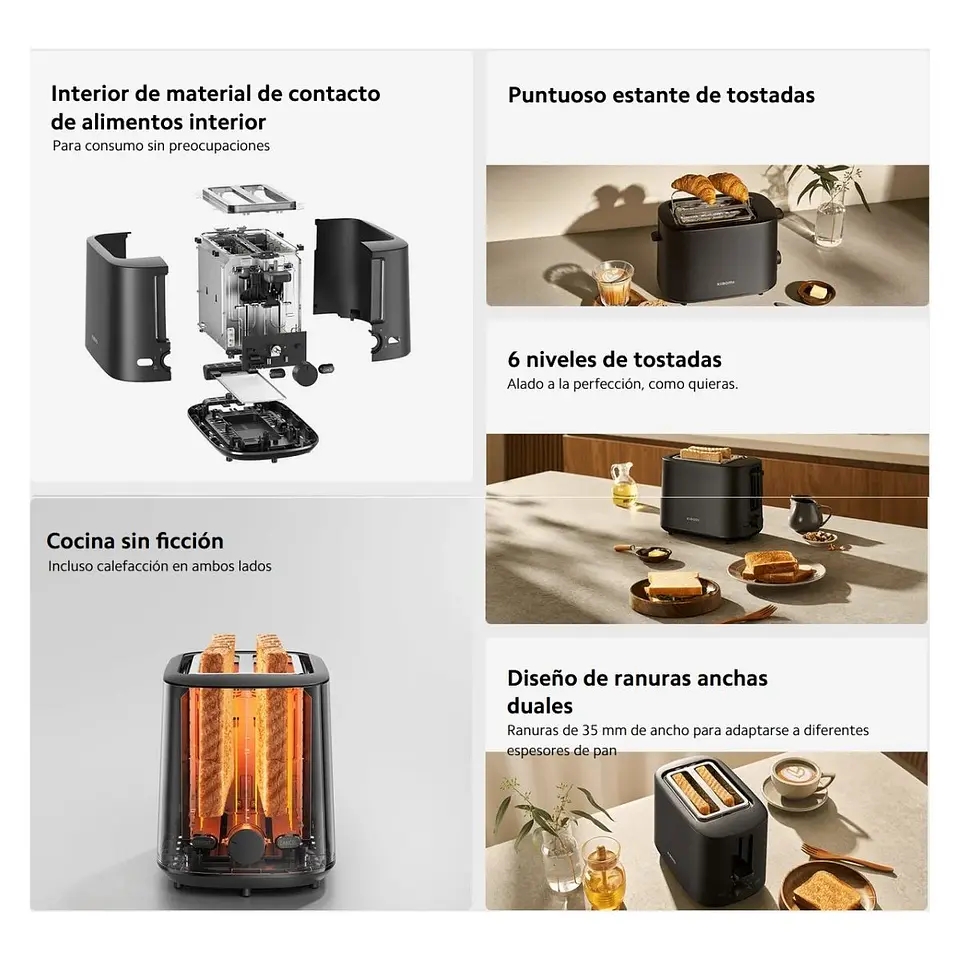 XIAOMI TOSTADOR ELÉCTRICO 2 REBANADAS 6 NIVELES NEGRO 8