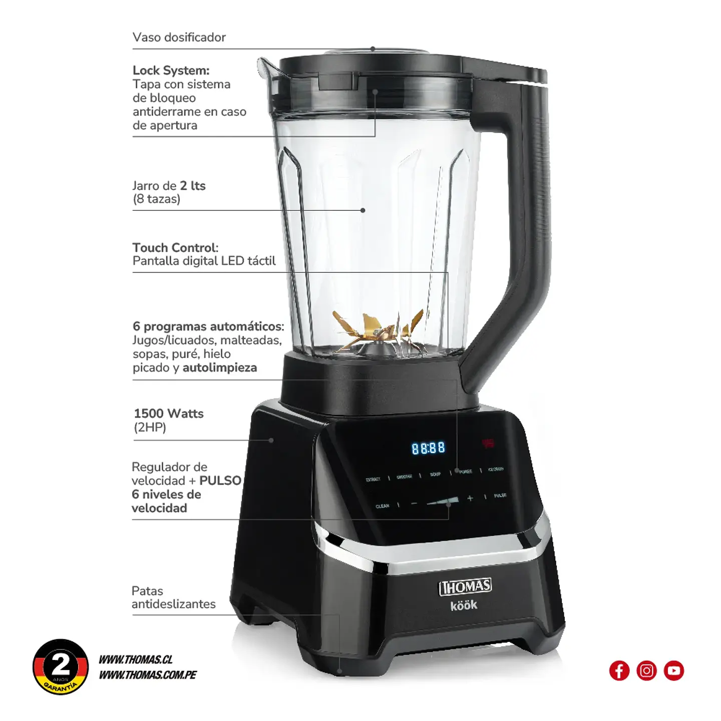 LICUADORA KÖÖK PRO 2HP TH-860D 3